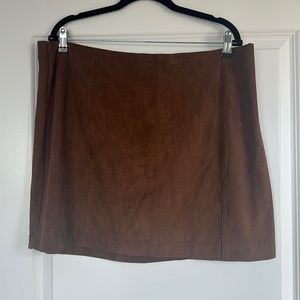 XL Abercrombie brown vegan suede skirt